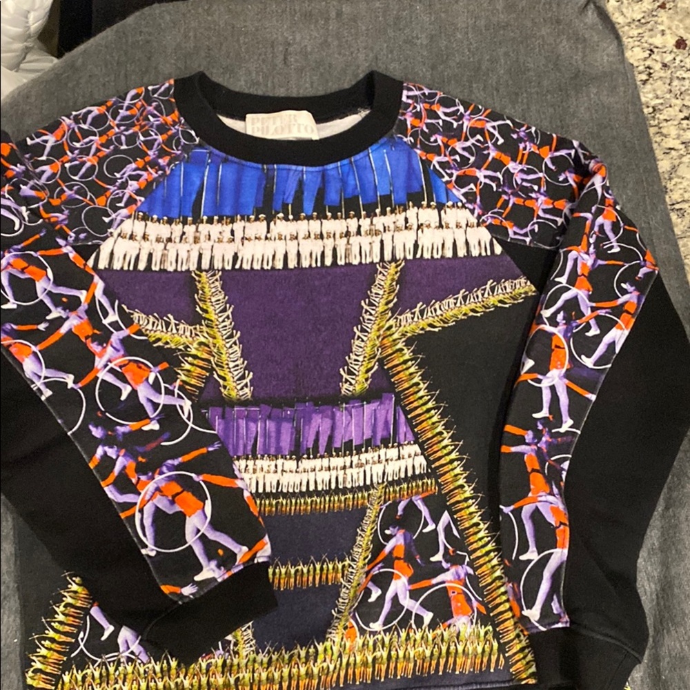 Peter Pilotto Purple and Blue Geometric Embellished Sweatshirt - vintage